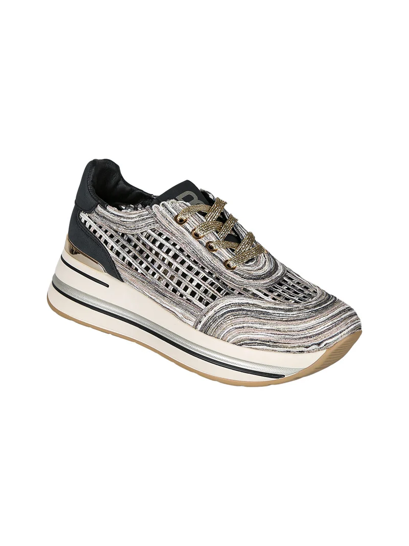Sneakers donna traforate con platform - nero