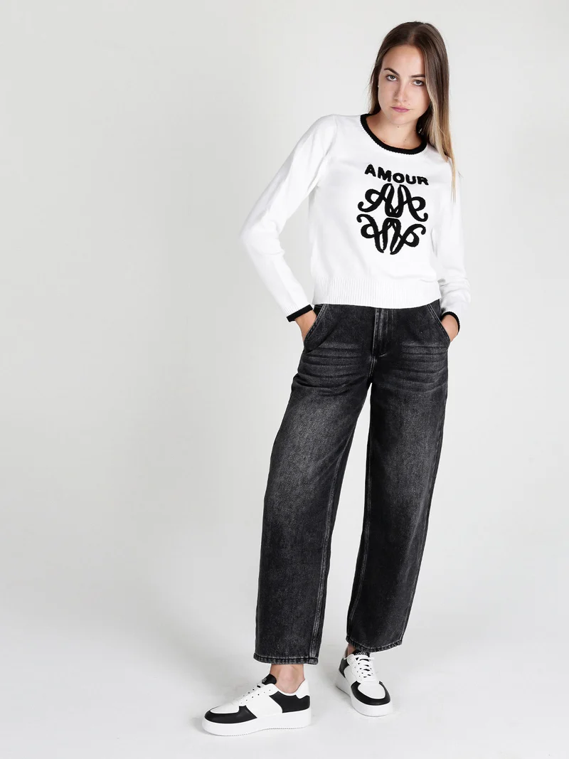Jeans donna mom fit - nero