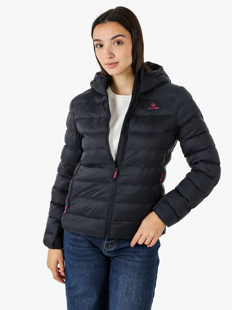 Giubbino donna 100 grammi con cappuccio e zip - blu scuro