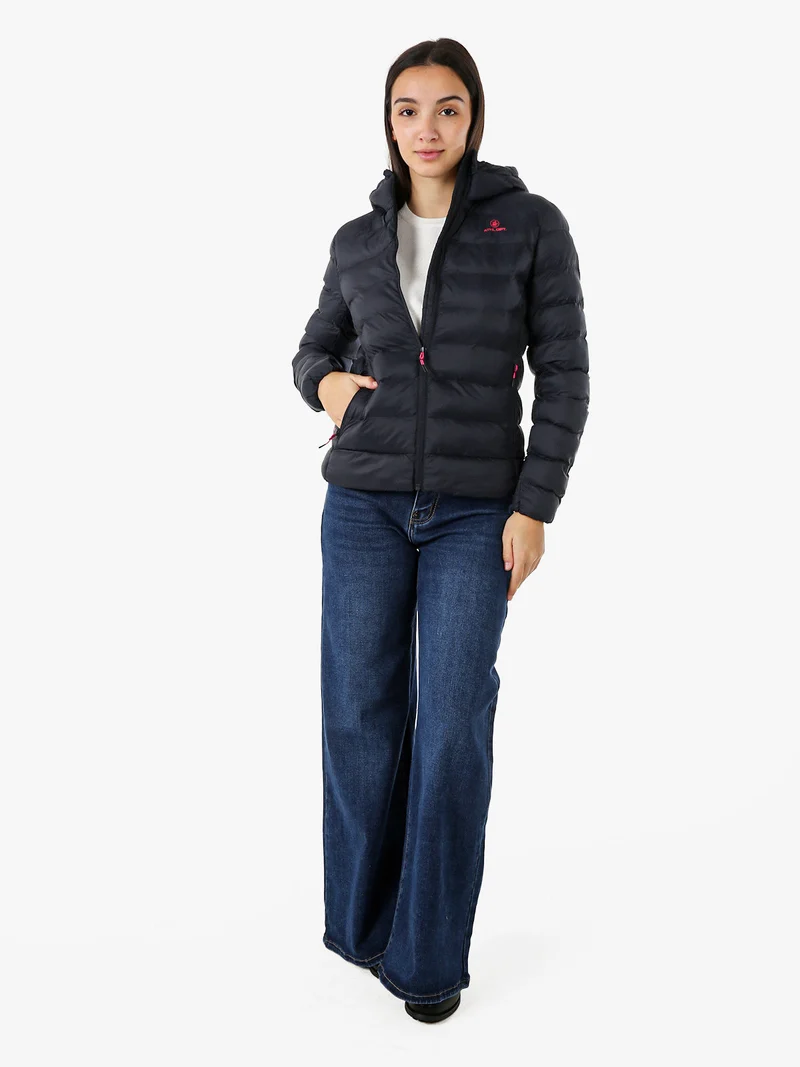 Giubbino donna 100 grammi con cappuccio e zip - blu scuro