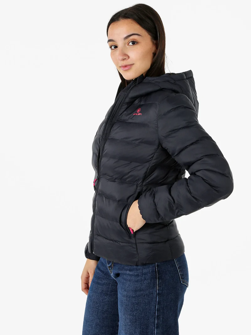 Giubbino donna 100 grammi con cappuccio e zip - blu scuro