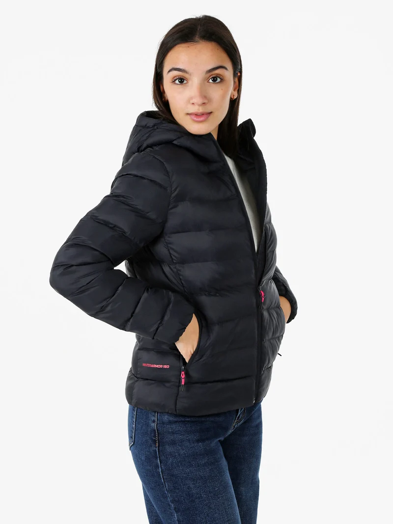 Giubbino donna 100 grammi con cappuccio e zip - blu scuro