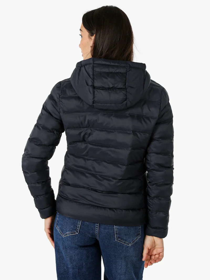 Giubbino donna 100 grammi con cappuccio e zip - blu scuro
