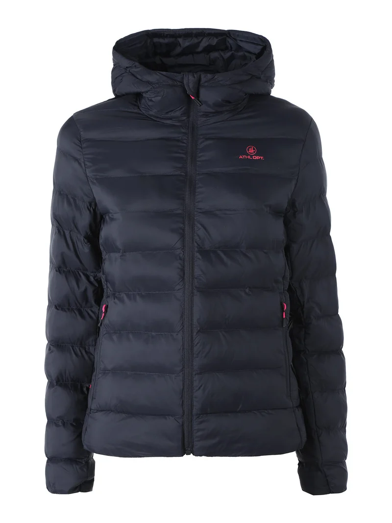 Giubbino donna 100 grammi con cappuccio e zip - blu scuro