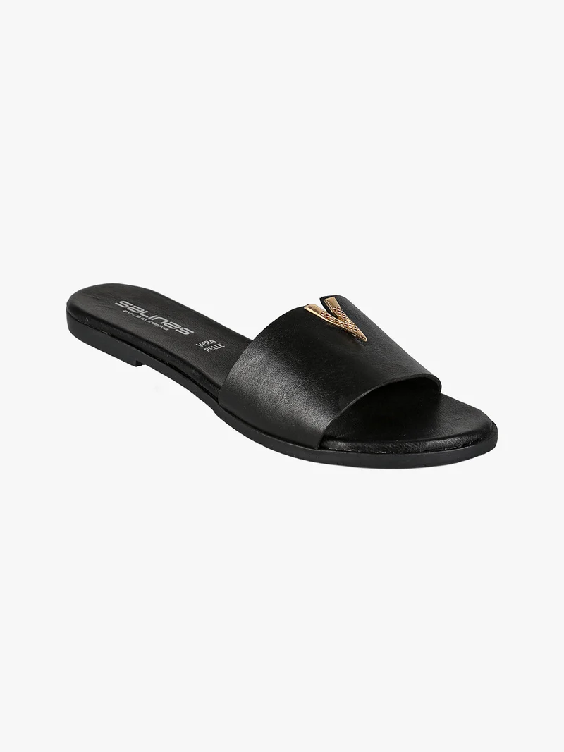 Ciabatte in pelle da donna - nero