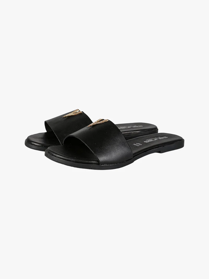 Ciabatte in pelle da donna - nero