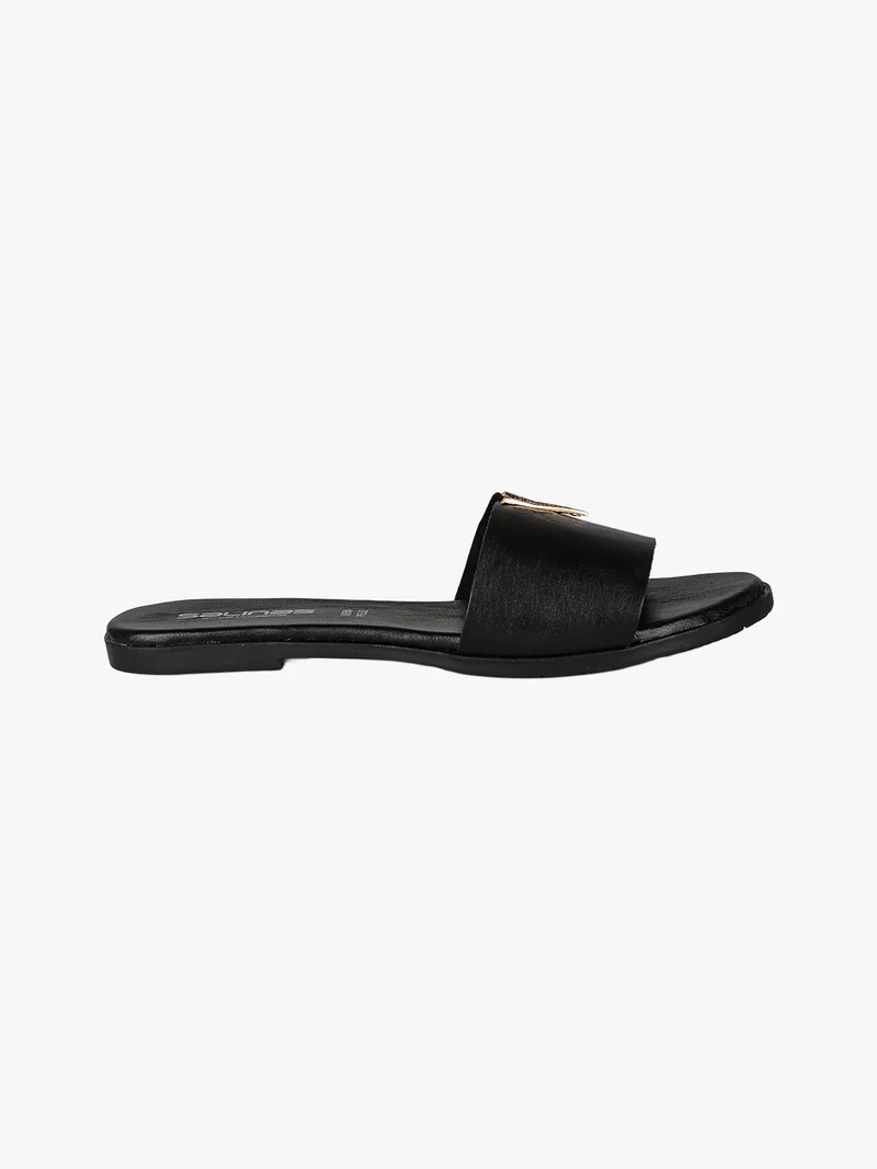 Ciabatte in pelle da donna - nero
