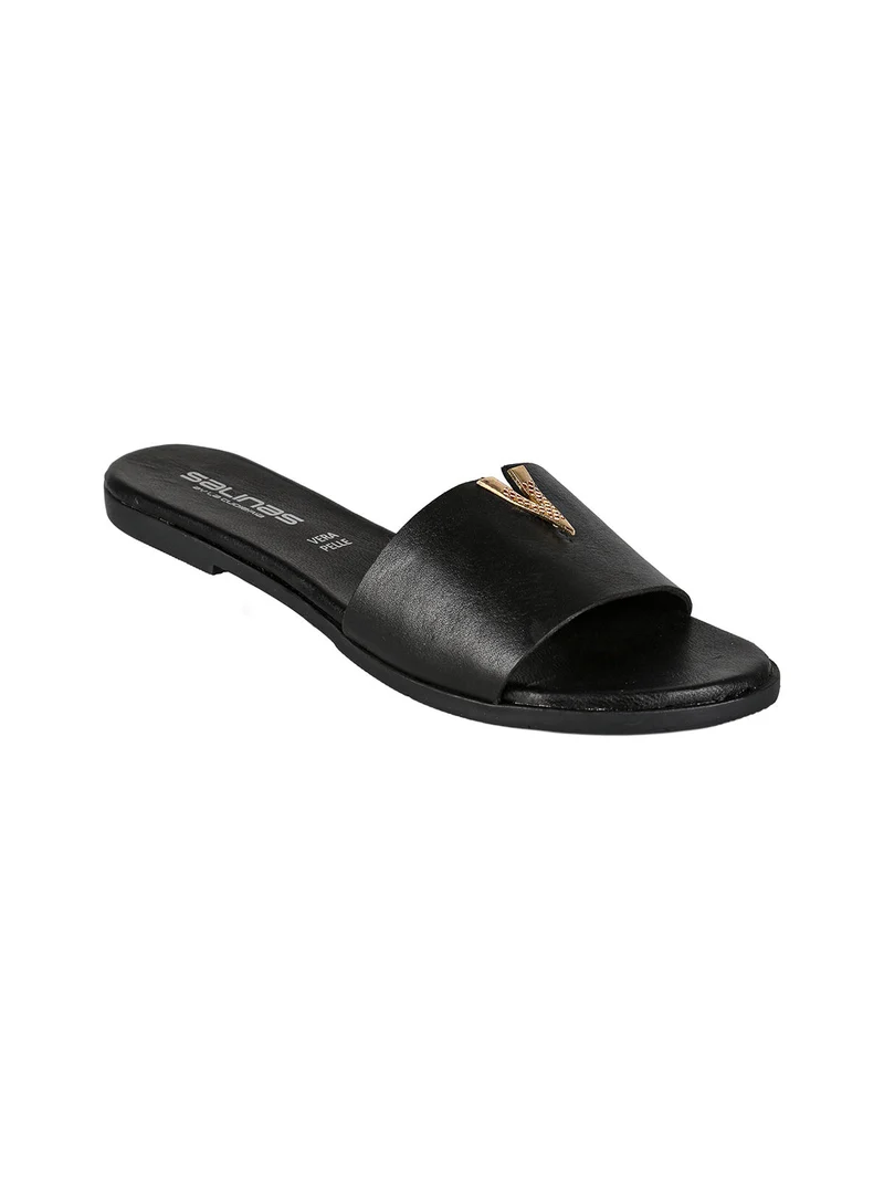 Ciabatte in pelle da donna - nero