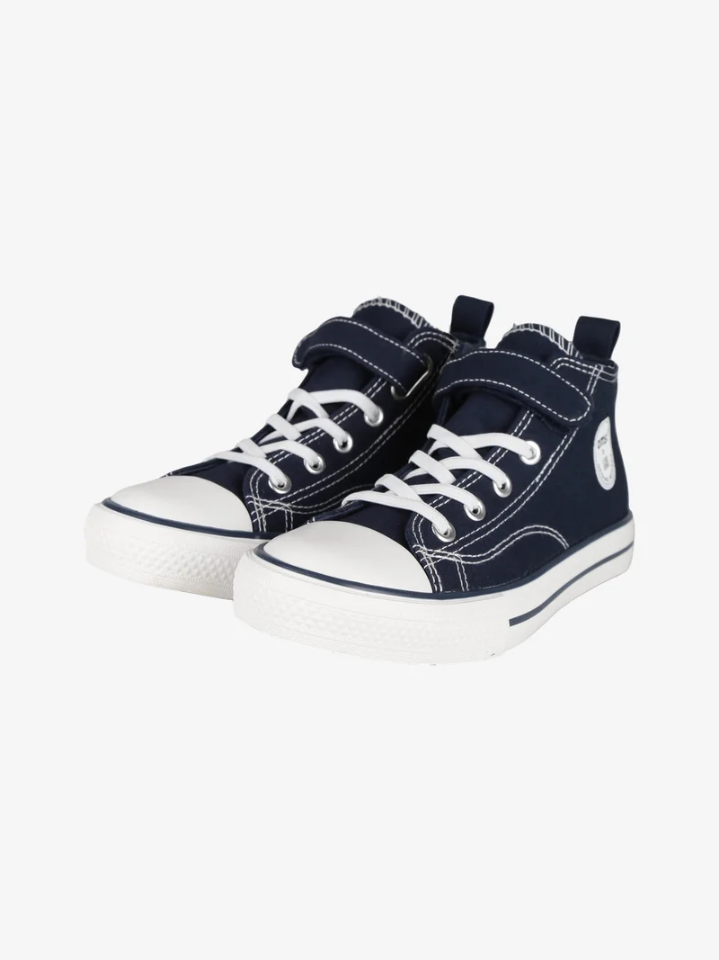Sneakers alte in tela da ragazzo con strappo - blu scuro