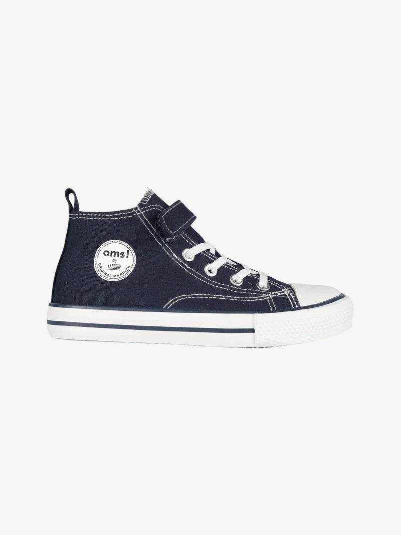 Sneakers alte in tela da ragazzo con strappo - blu scuro