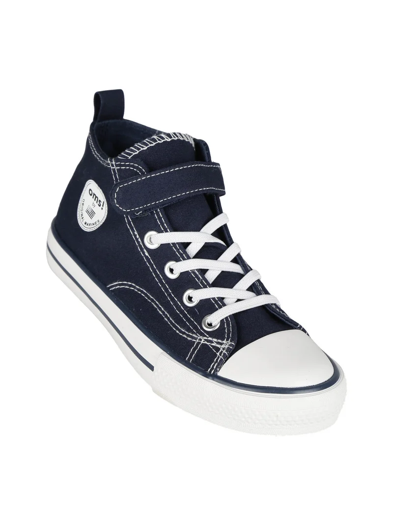 Sneakers alte in tela da ragazzo con strappo - blu scuro