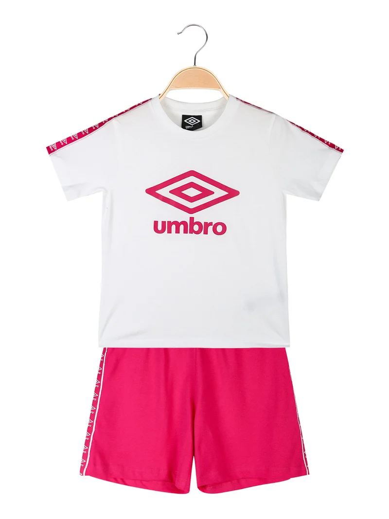 Completo corto 2 pezzi in cotone da ragazza con t-shirt e shorts - bianco