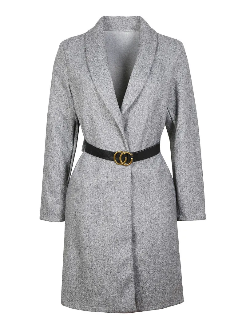 Cappotto lungo donna con cintura - grigio chiaro