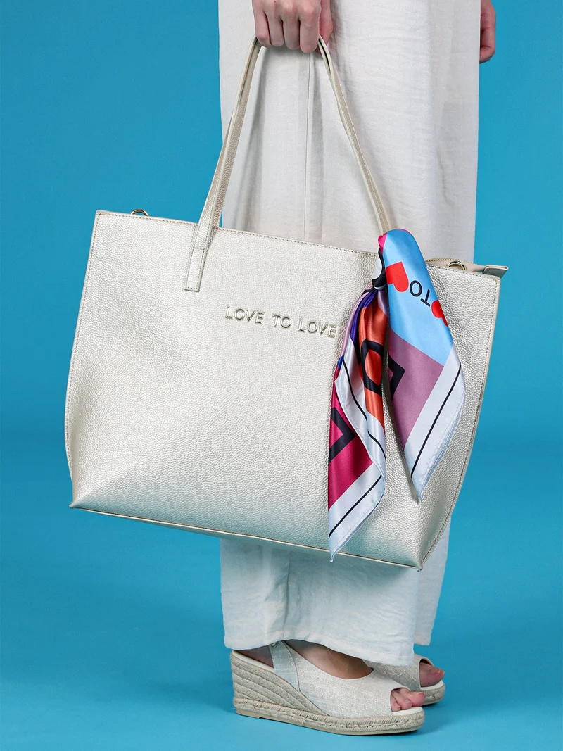 Borsa shopper da donna con foulard - oro