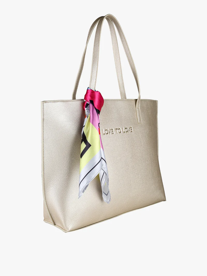 Borsa shopper da donna con foulard - oro