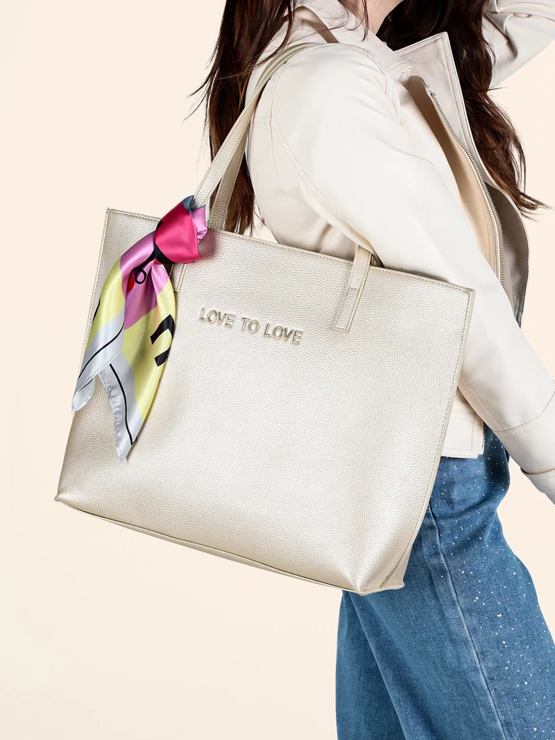 Borsa shopper da donna con foulard - oro