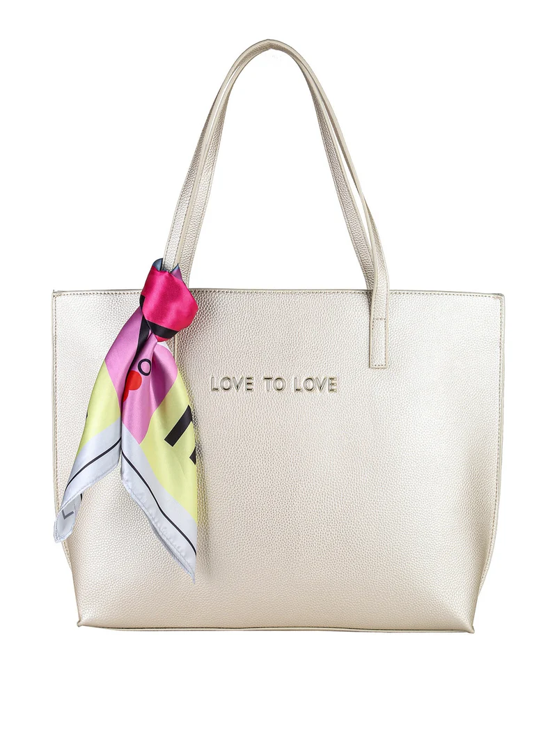 Borsa shopper da donna con foulard - oro
