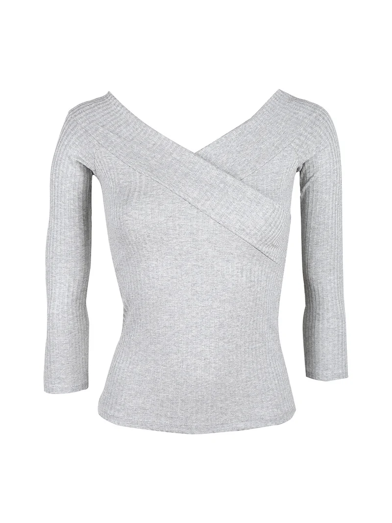 T-shirt donna con incrocio - grigio