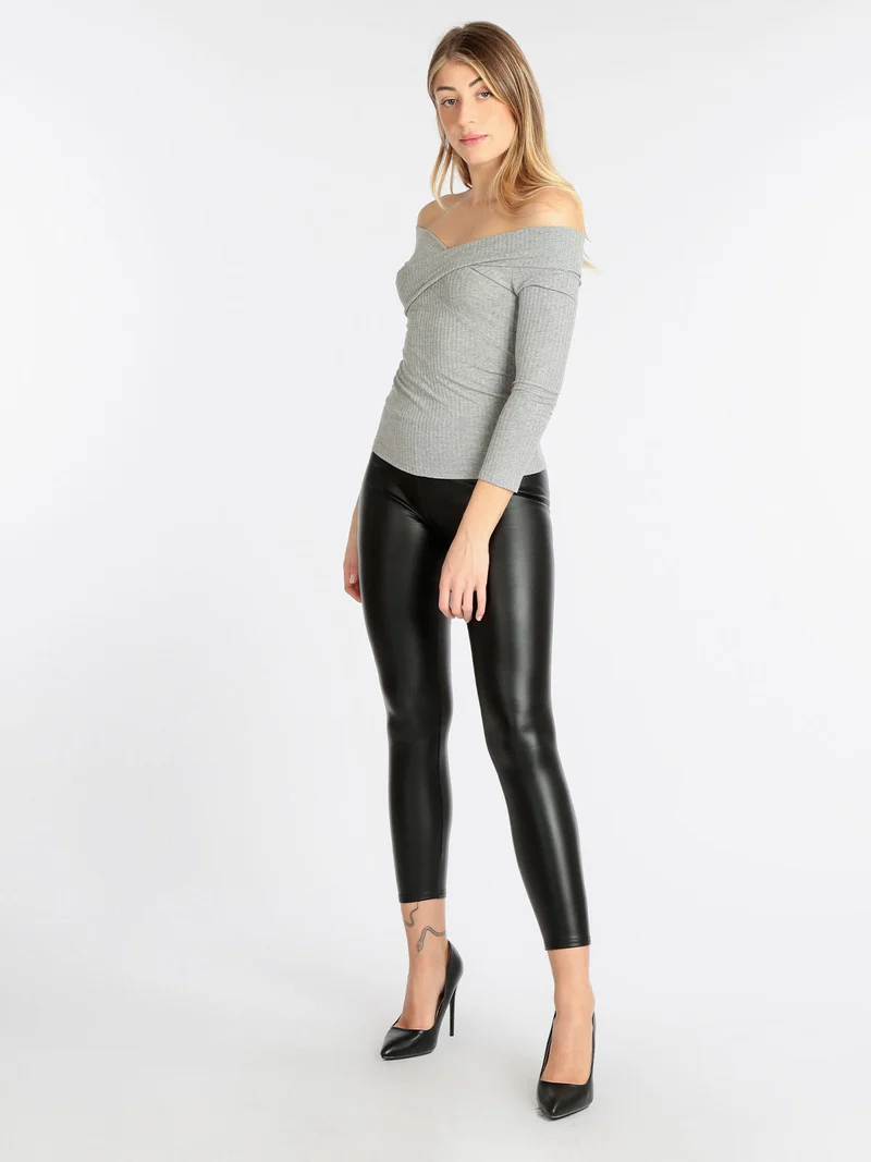 T-shirt donna con incrocio - grigio