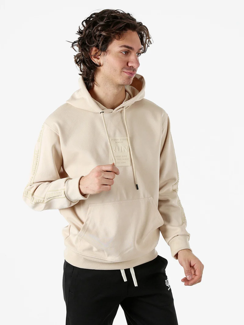 Felpa da uomo con cappuccio - beige