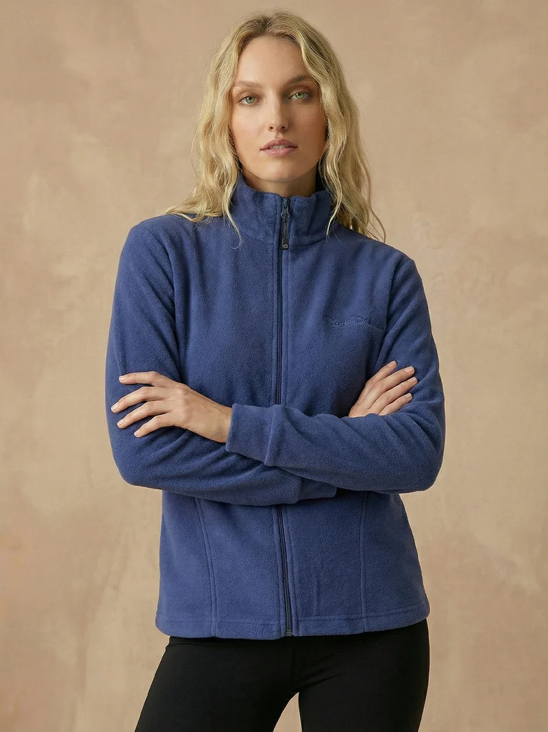 Felpa in pile da donna con zip - blu