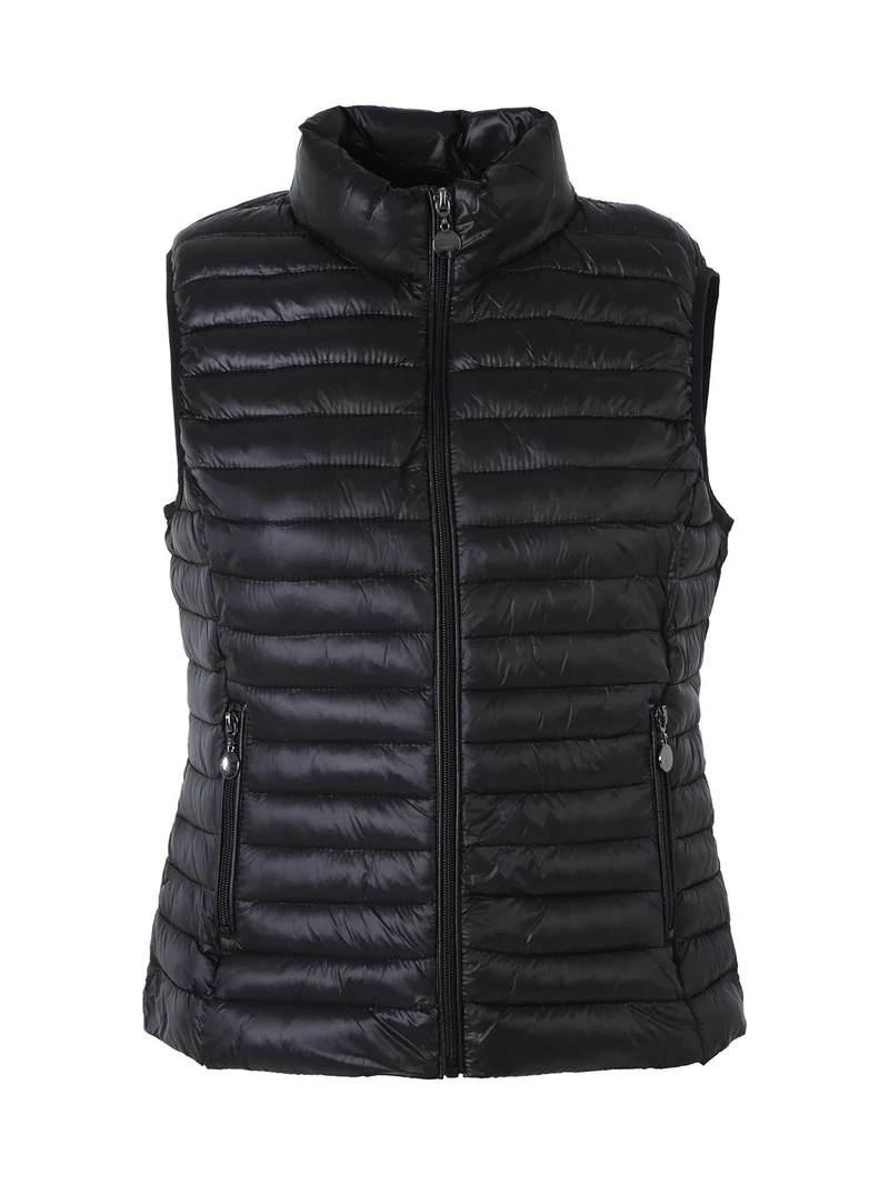 Gilet imbottito da donna full zip - nero