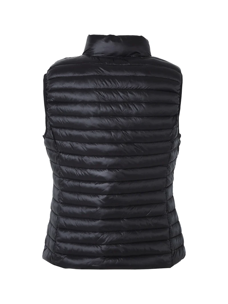Gilet imbottito da donna full zip - nero