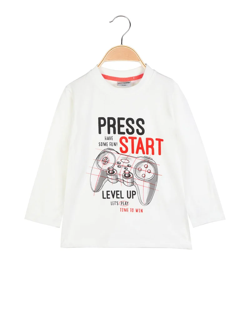 T-shirt manica lunga da bambino con stampa - arancione