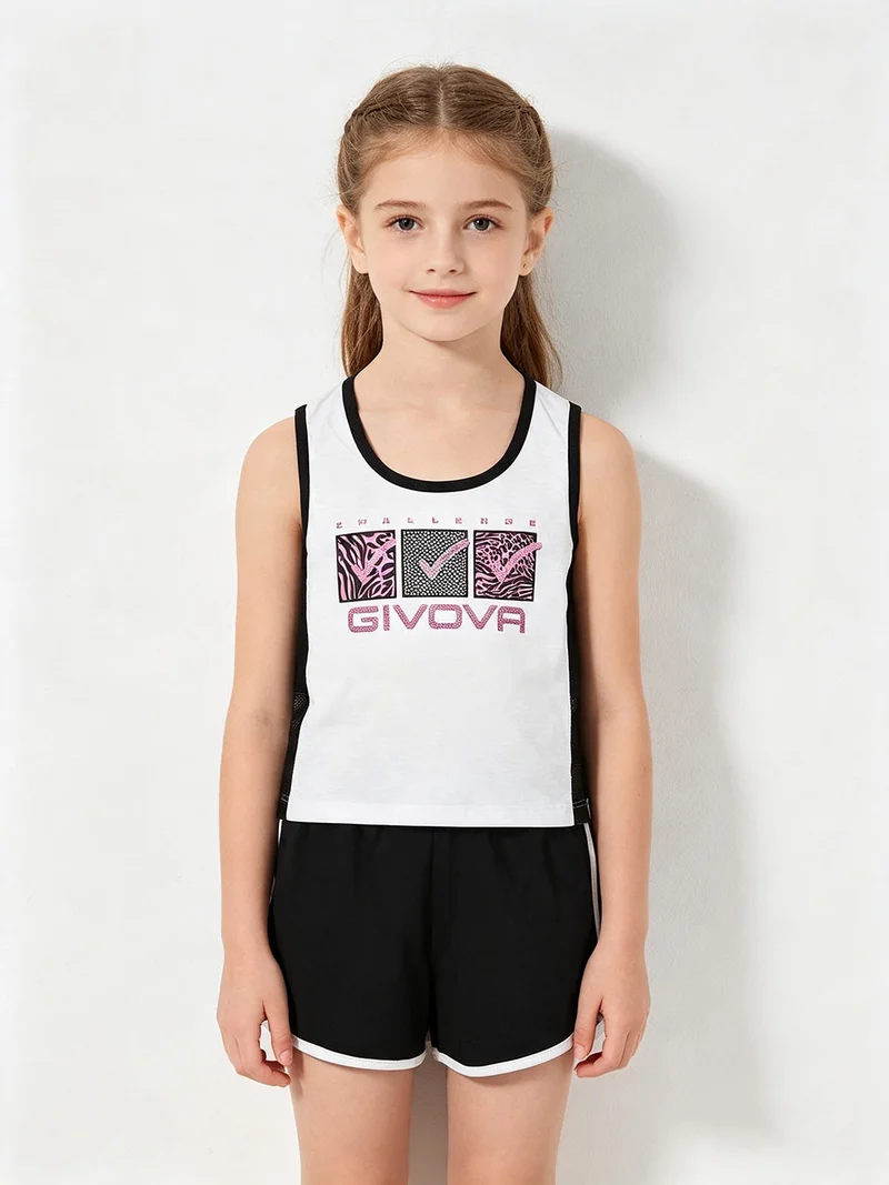 Completo corto sportivo 2 pezzi da bambina - bianco
