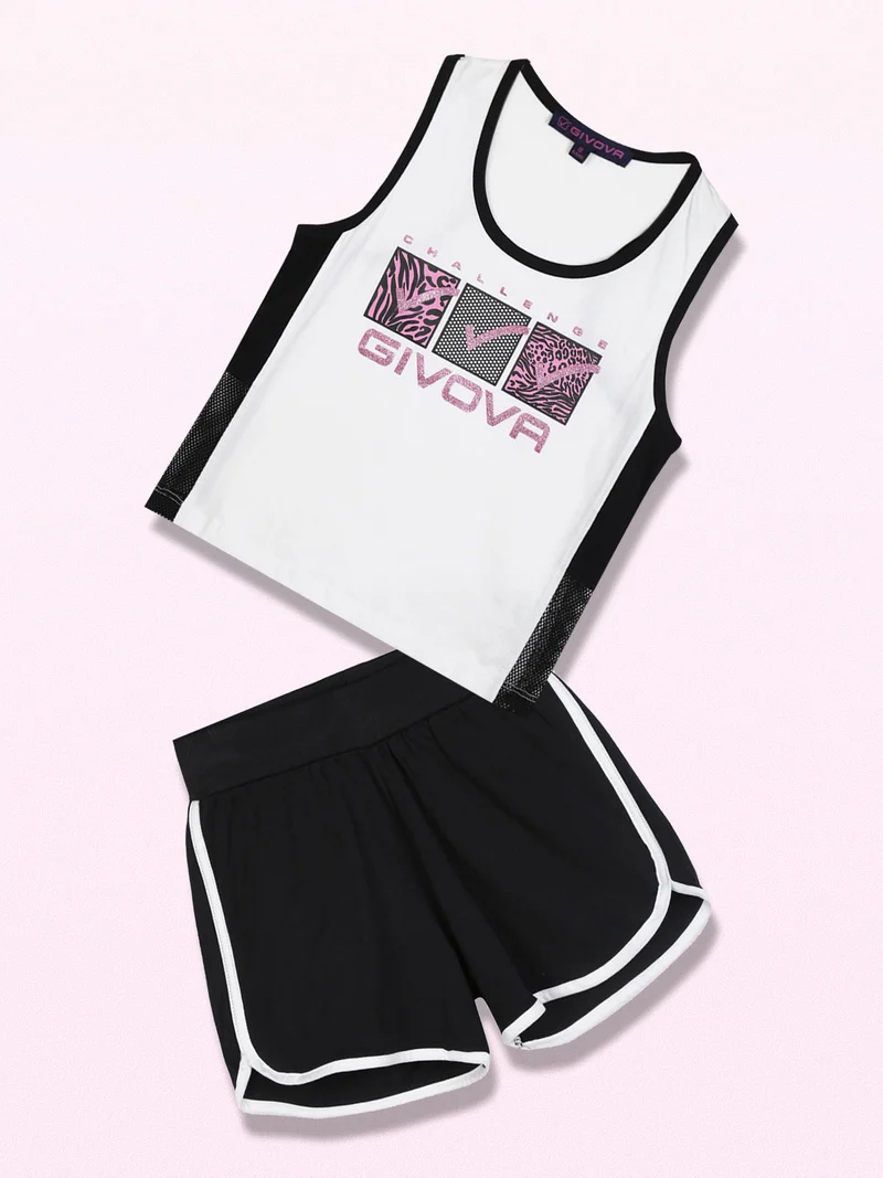 Completo corto sportivo 2 pezzi da bambina - bianco