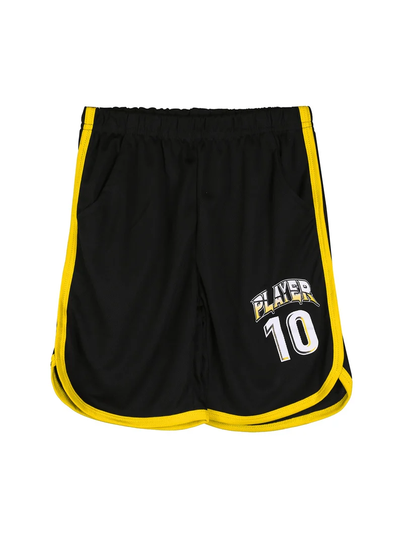 Completo corto da ragazzo sportivo con t-shirt e bermuda - giallo