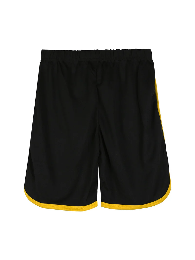Completo corto da ragazzo sportivo con t-shirt e bermuda - giallo