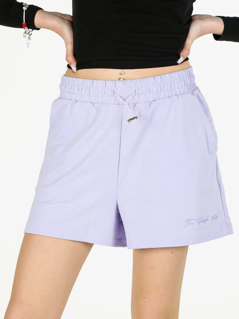 Shorts donna sportivi con coulisse - lilla