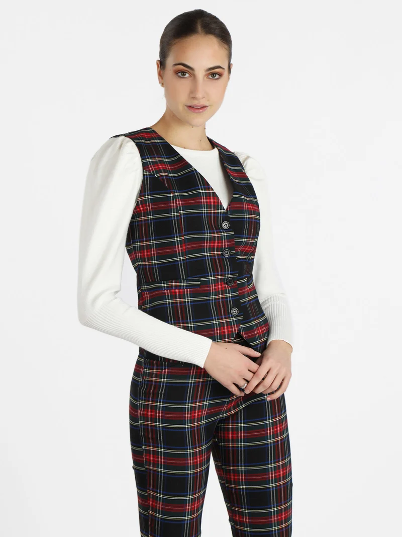 Gilet donna scozzese - nero