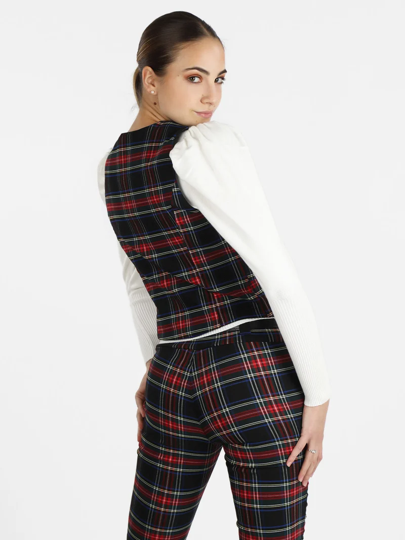 Gilet donna scozzese - nero