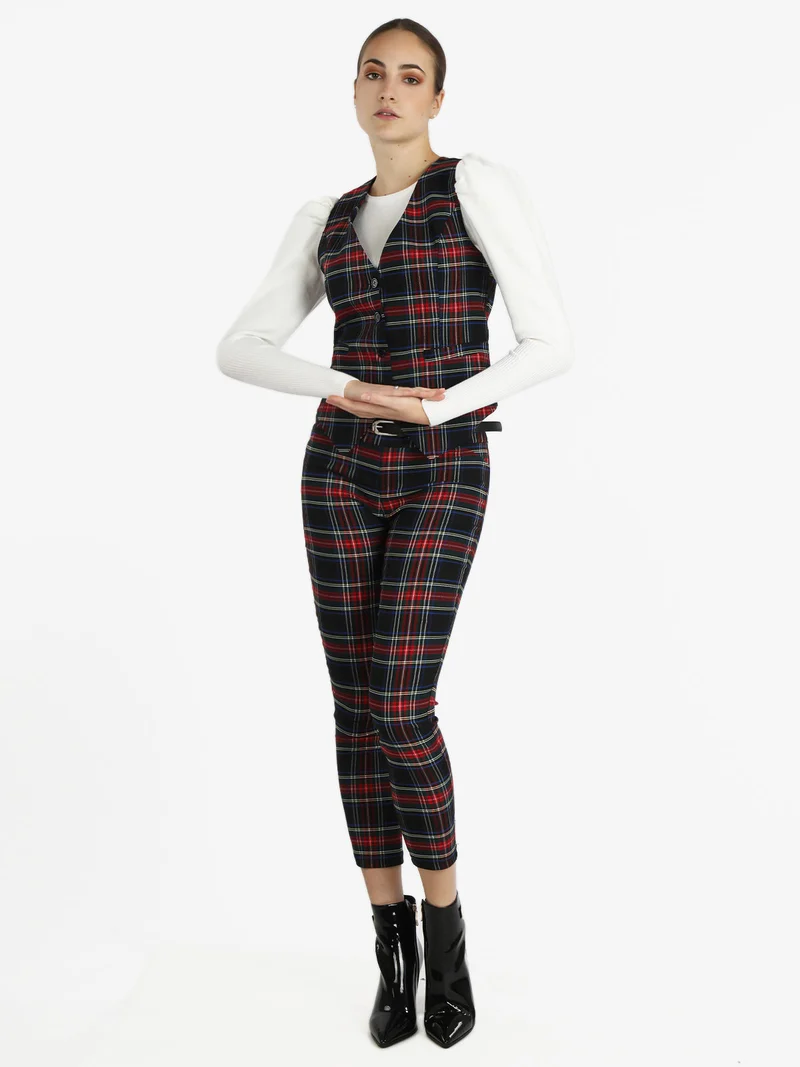 Gilet donna scozzese - nero
