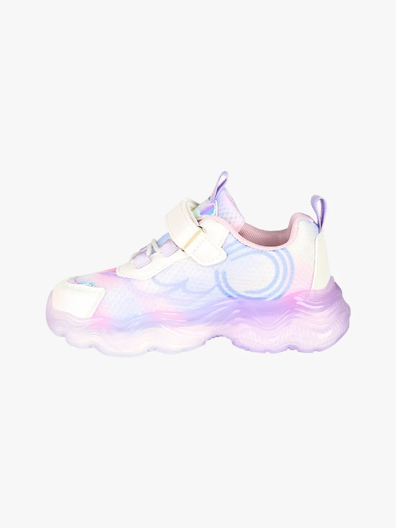 Sneakers da bambina con luci e cinturino a strappo - lilla