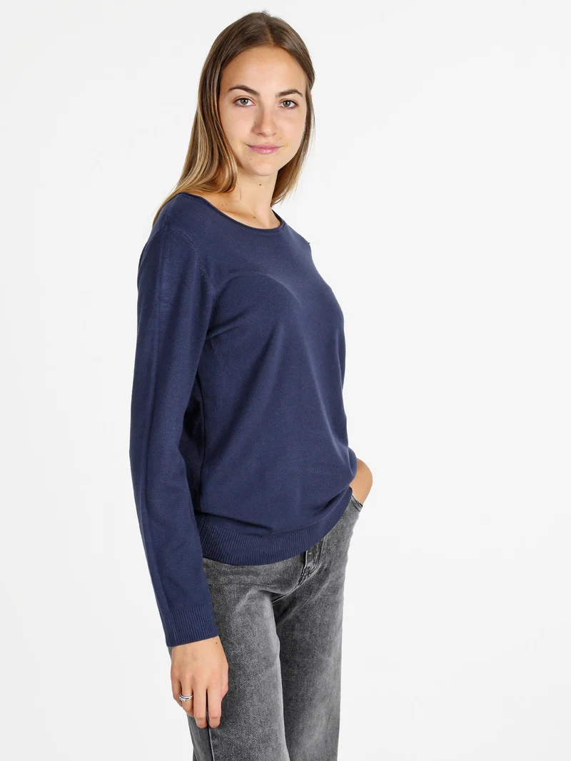 Pullover donna in maglia - blu scuro