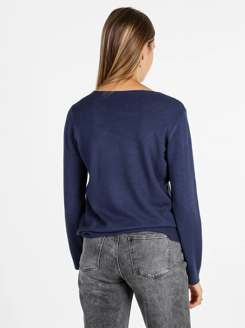 Pullover donna in maglia - blu scuro