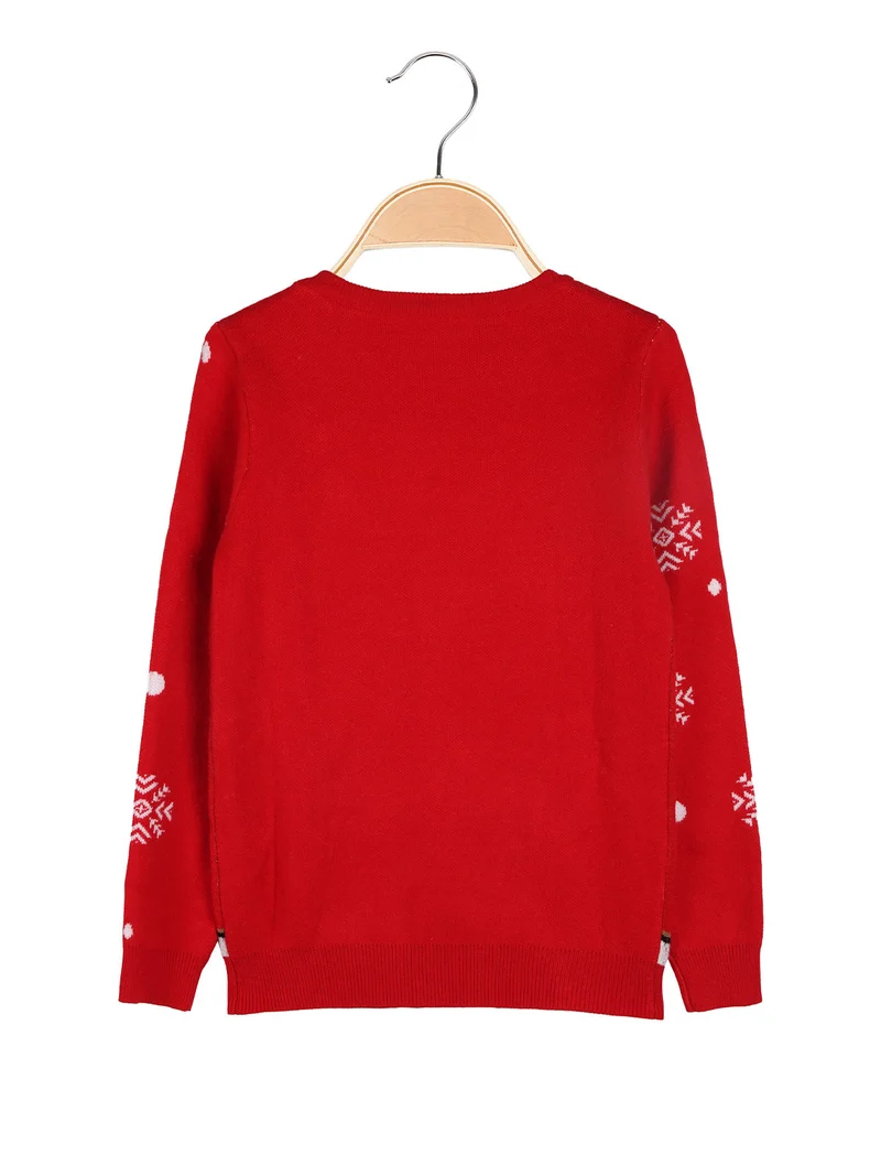 Maglione natalizio da bambini con renna - rosso