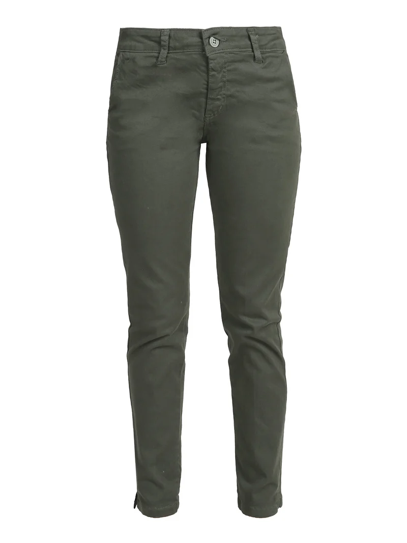 Pantaloni donna slim fit a vita bassa - verde
