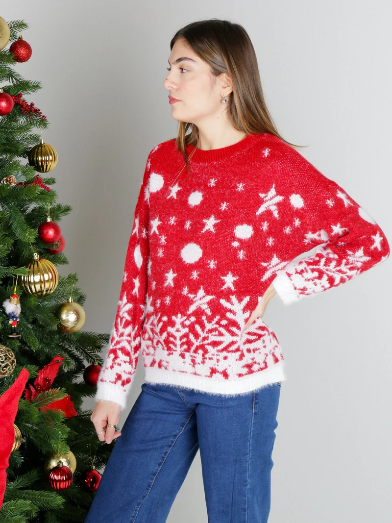 Maglione natalizio da donna - rosso