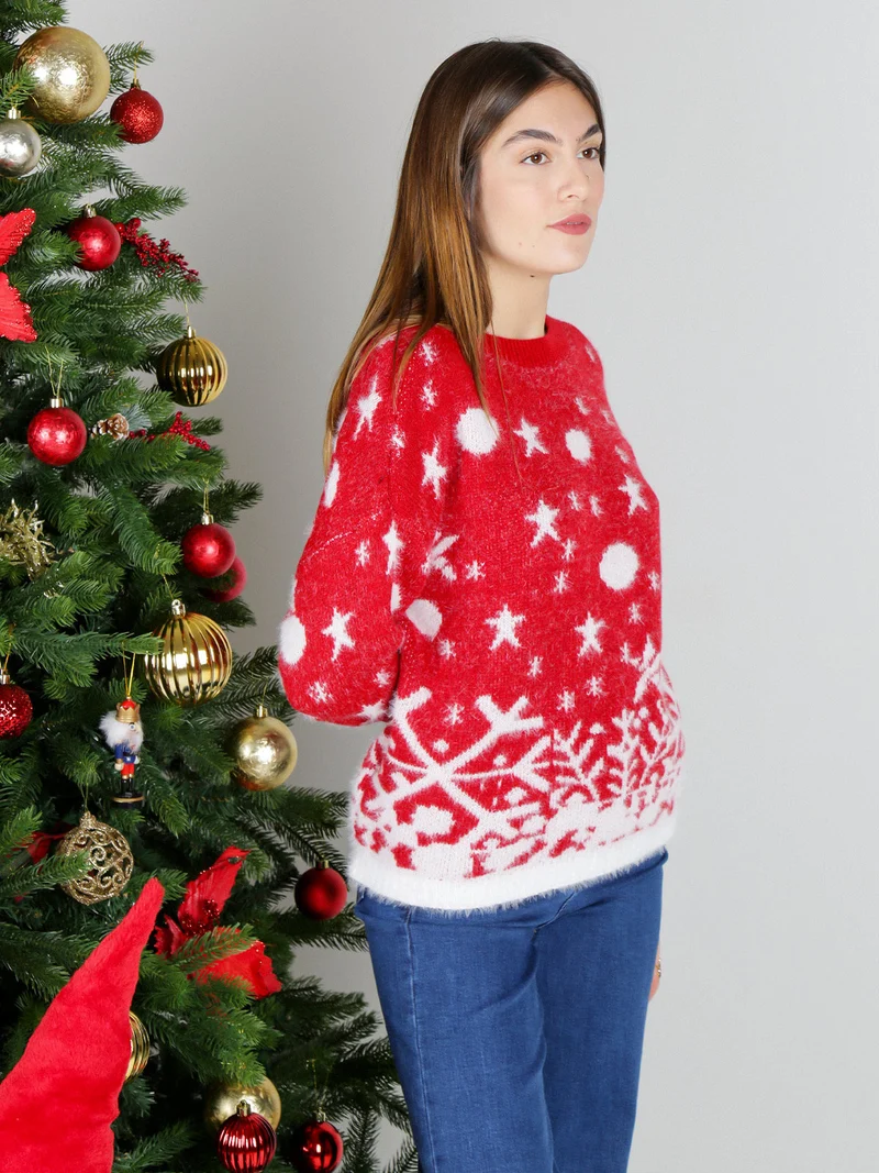Maglione natalizio da donna - rosso