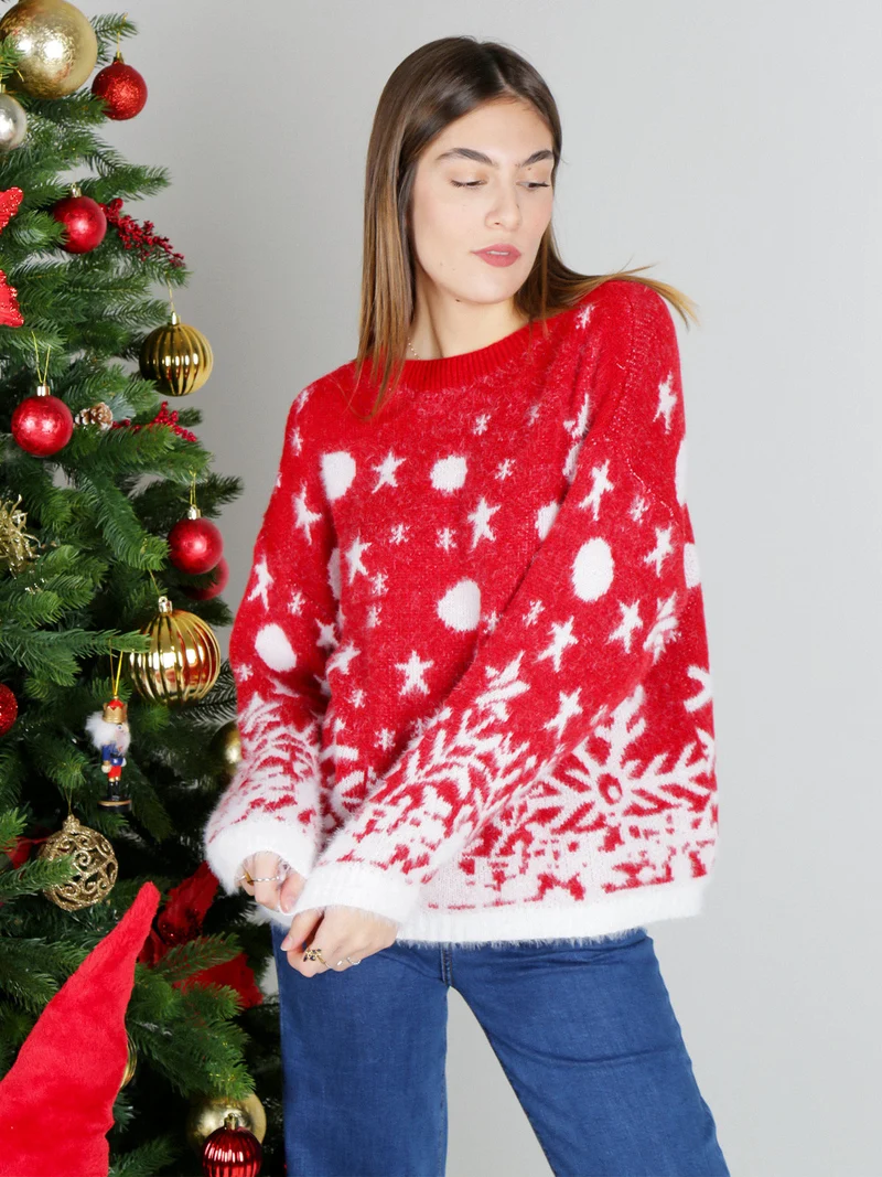 Maglione natalizio da donna - rosso