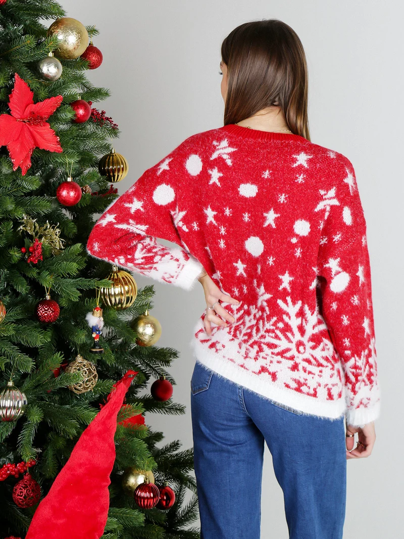 Maglione natalizio da donna - rosso