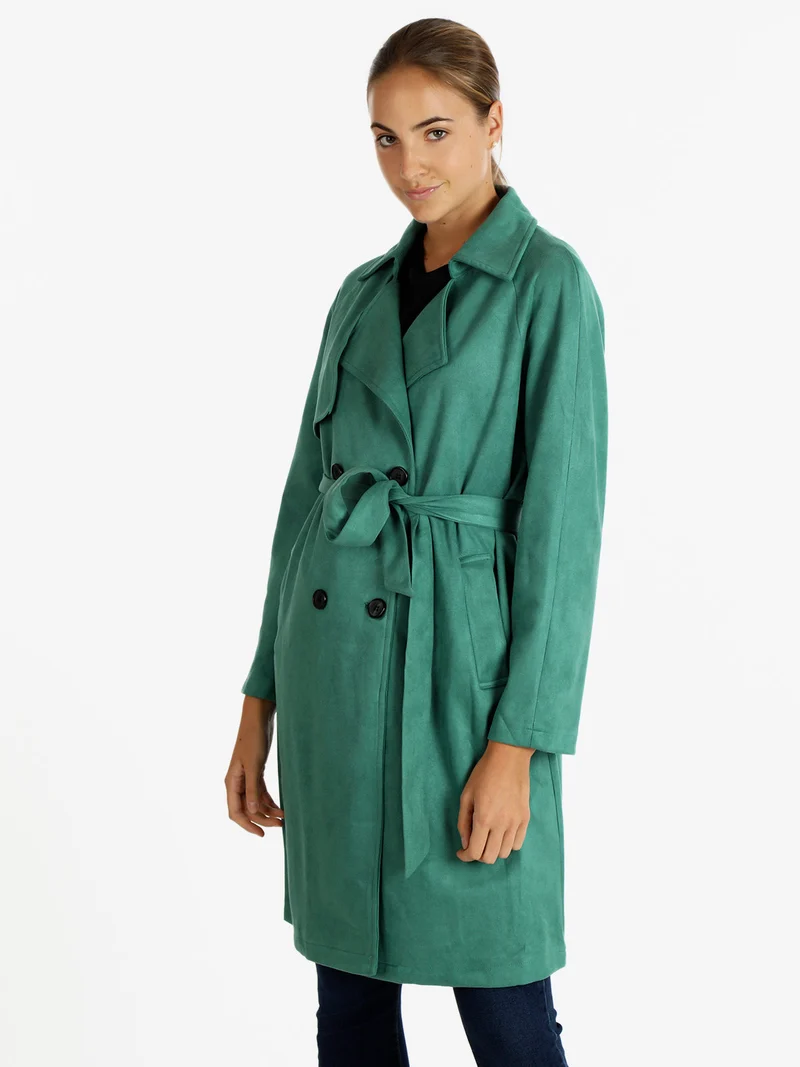 Cappotto leggero donna con cintura - verde
