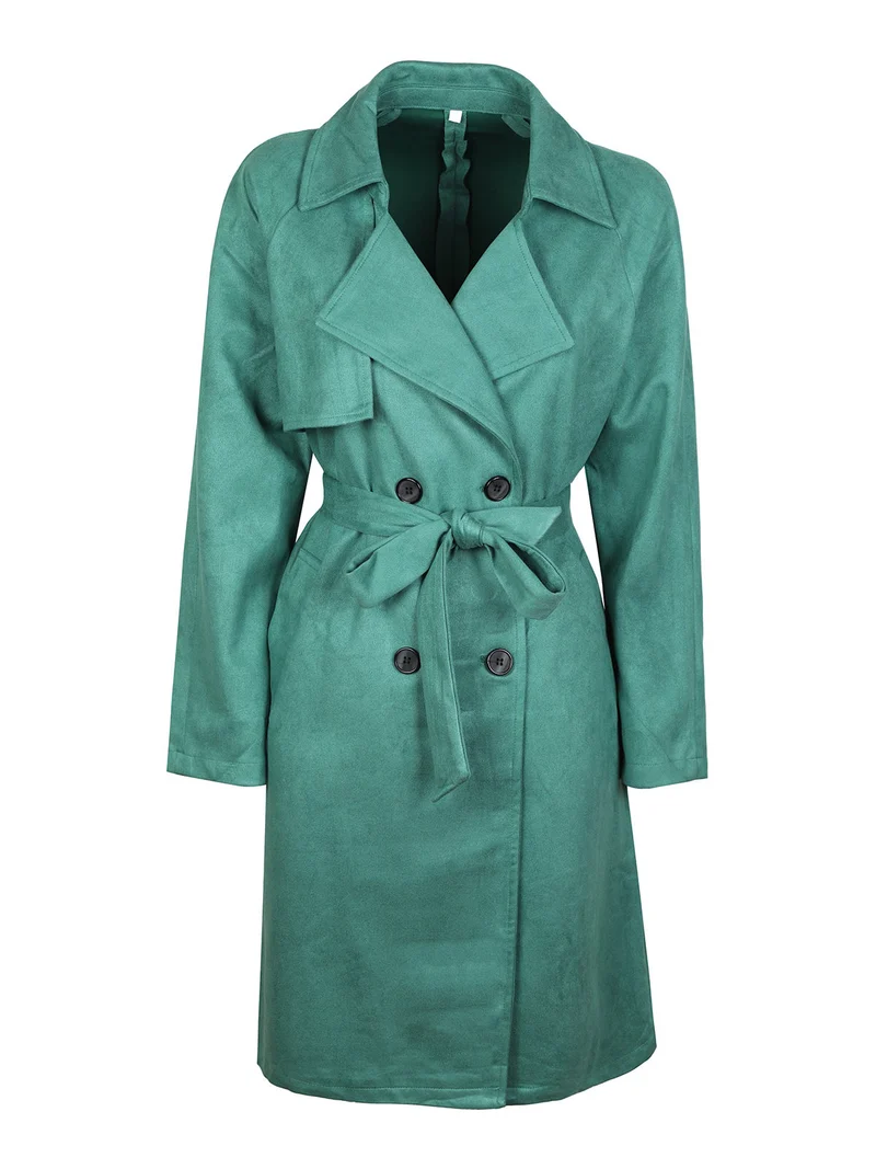 Cappotto leggero donna con cintura - verde