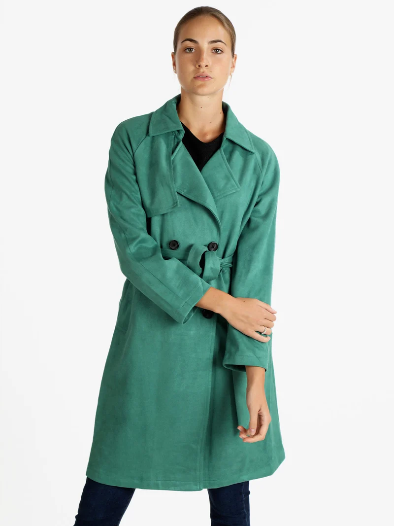 Cappotto leggero donna con cintura - verde