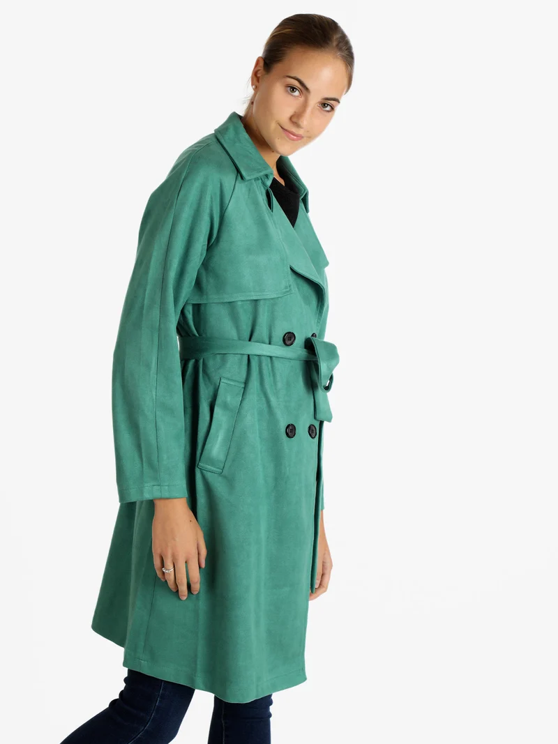 Cappotto leggero donna con cintura - verde
