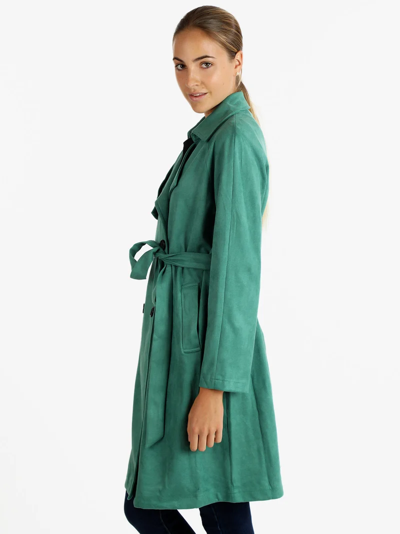 Cappotto leggero donna con cintura - verde